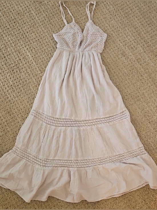 Blanco By Nature Dresses & Skirts - Blanco By Nature Women’s Cream Crochet-Trim Maxi Dress